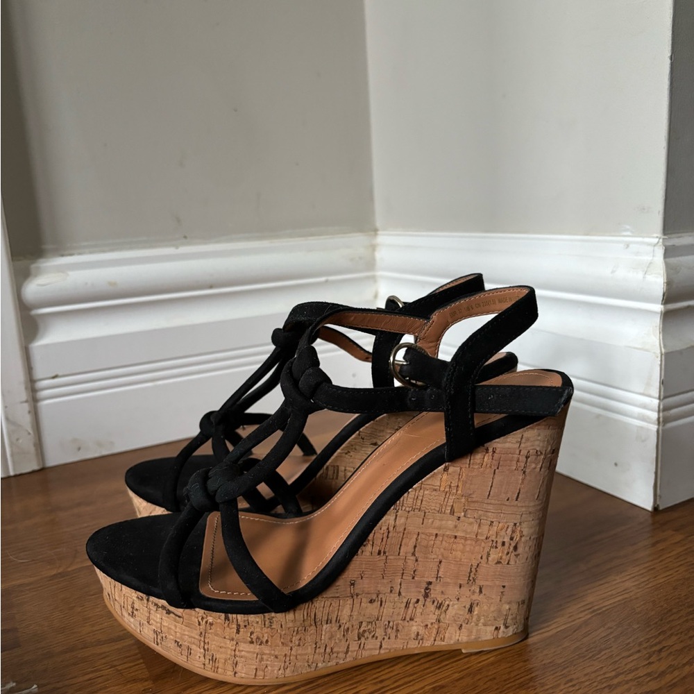 H&M Black strap wedges